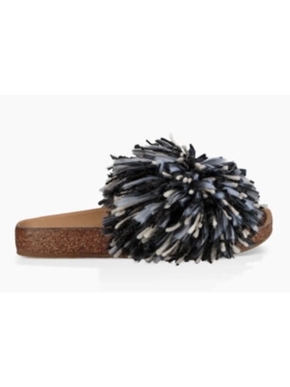 UGG Cindi Blue Black & White Pom Pom Slide Clogs
